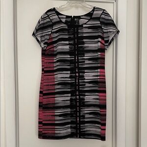 Chic Striped Mini Dress in Black and Pink